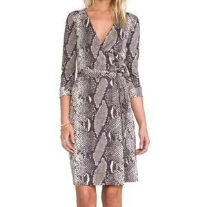 Diane Von Furstenberg New Julian Two Python-Print Silk Jersey Dress Size 10